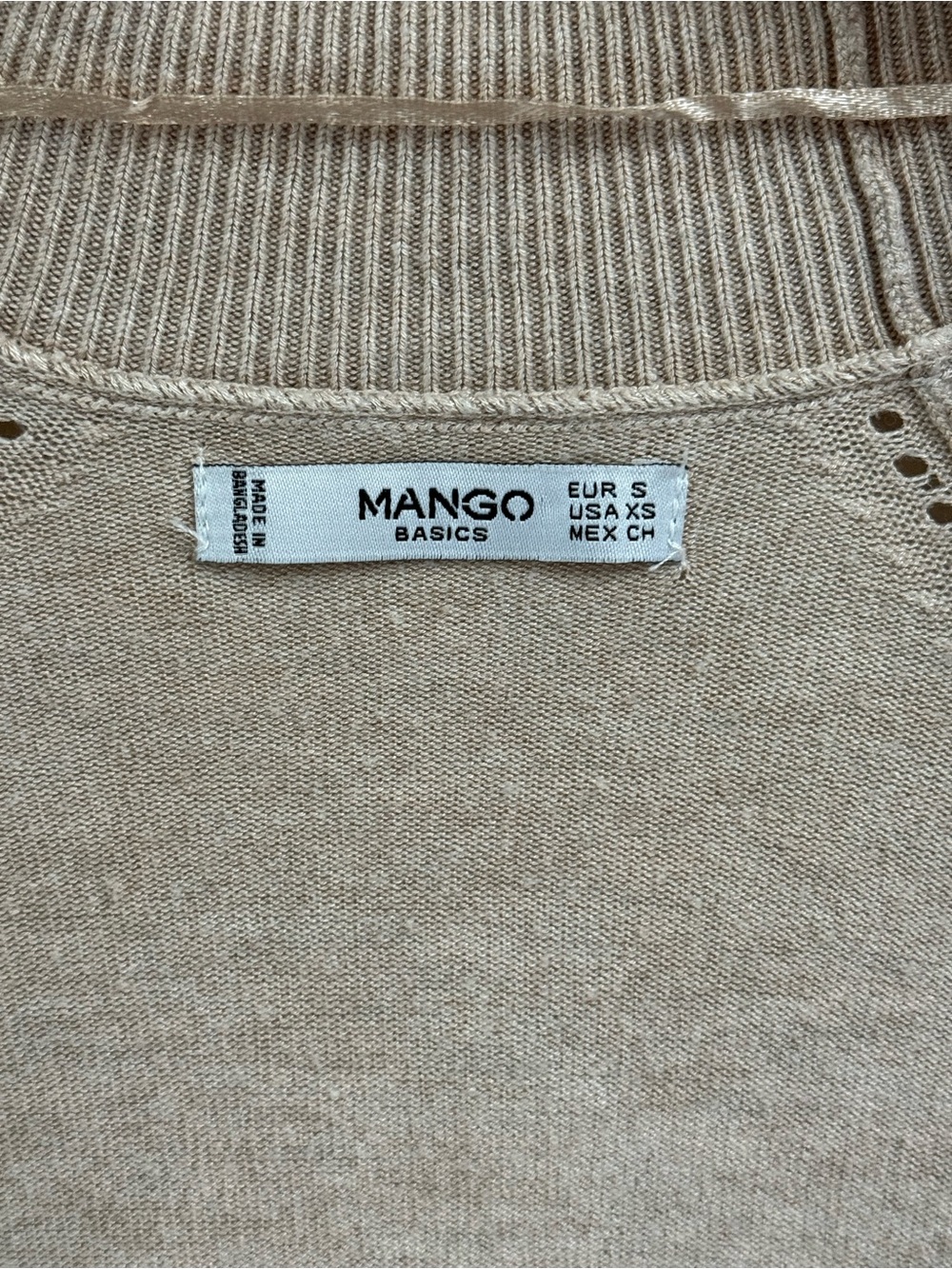 Mango Neutral Beige Open-Front Ribbed Cardigan - Picture 2 of 6